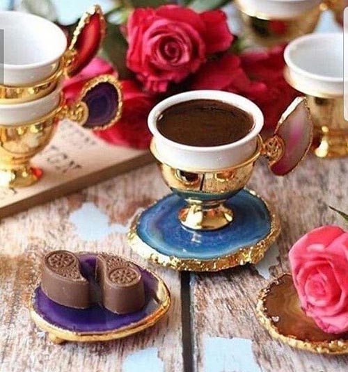قهوه خوری ترکیه با دسته عقیق