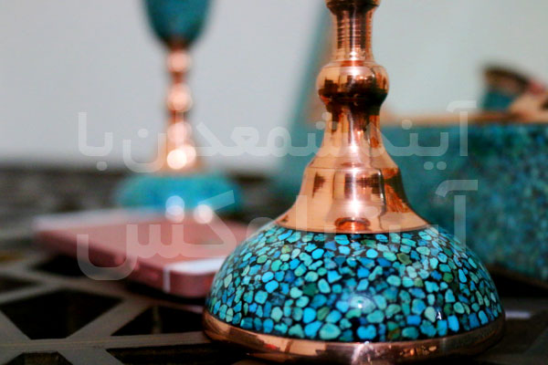 شمعدان مسی فیروزه کوب